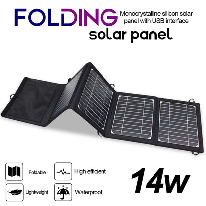 Solar Panel Charger Upgraded 28W 21W 14W Portable  Double USB 5V 18V DC Camping Foldable Solar Panel For Phone Charge Power Bank - 54Grid - Renewable Energy Store