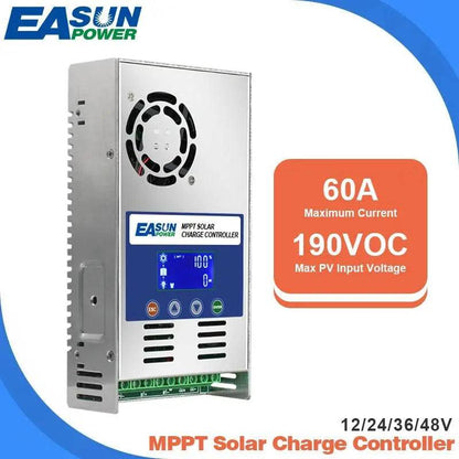 Solar Charger Controller MPPT 60A and solar panel solar charge regulator 12V 24V 36V 48V Battery PV Input 190VOC - 54Grid - Renewable Energy Store