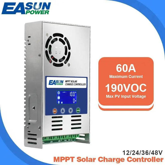 Solar Charger Controller MPPT 60A and solar panel solar charge regulator 12V 24V 36V 48V Battery PV Input 190VOC - 54Grid - Renewable Energy Store