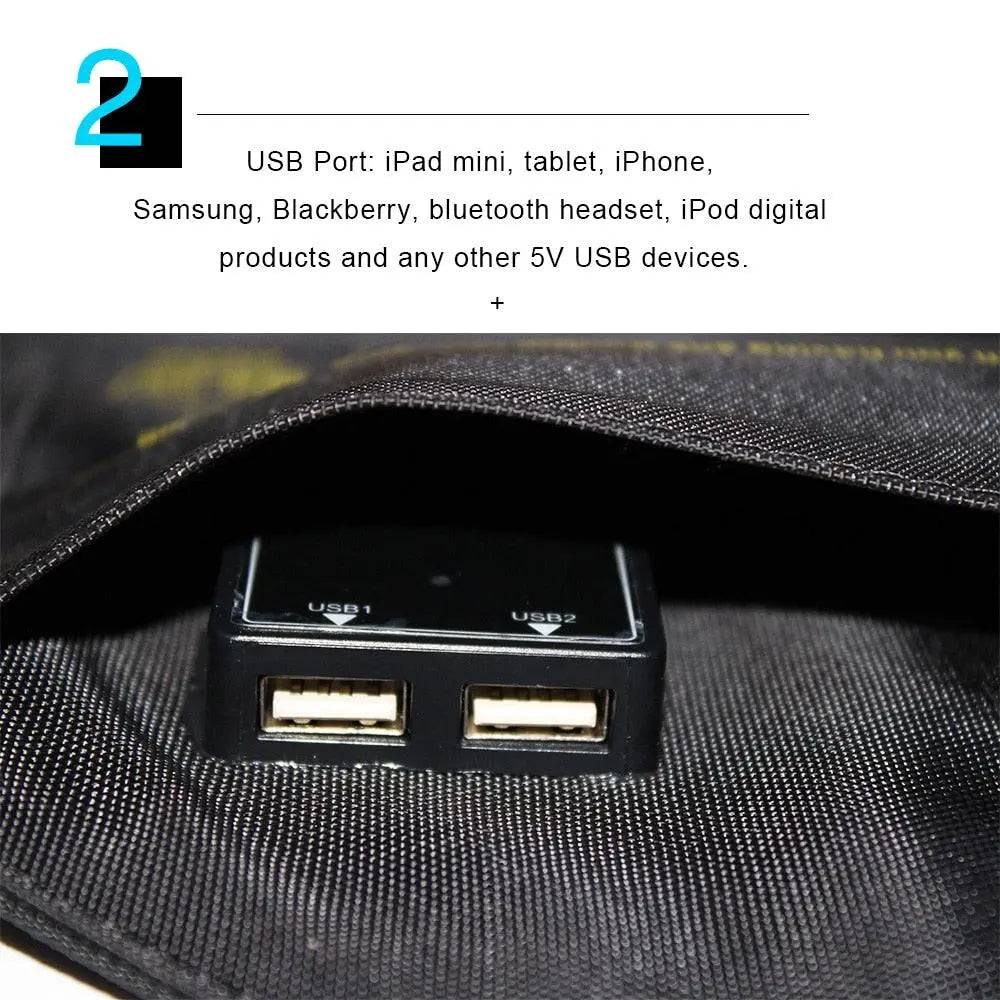 Solar Panel Original 21W 28W Foldable Portable Quick Charging 2 USB Port  Charger for 12V Battery Phone iPhone Samsung Power bank - 54Grid - Renewable Energy Store