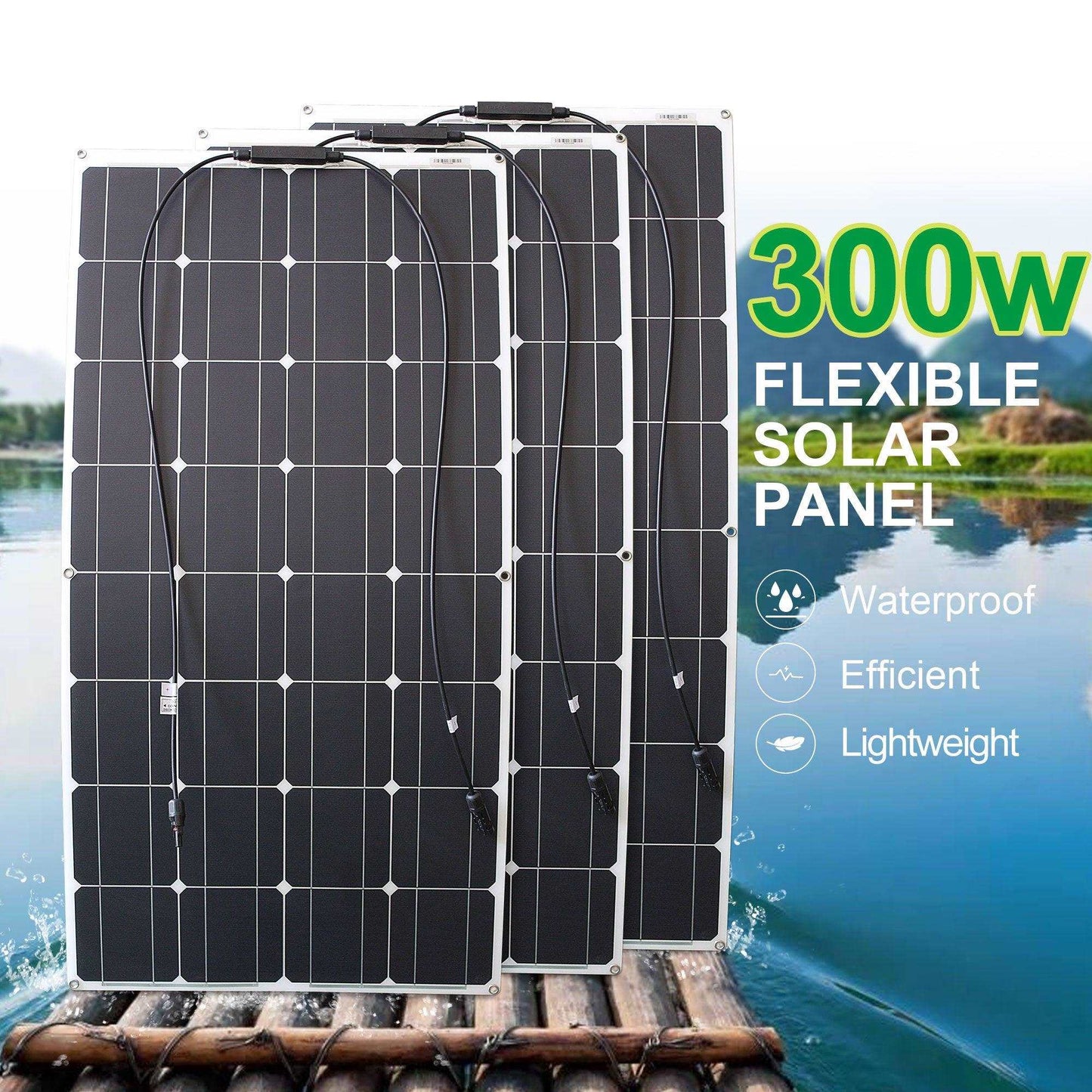 Solar Panel  Flexible 300w Fotovoltaic Panel Solar 100w 12V Kit 200w Complete Charge Battery/Motorhome/Camper Van - 54Grid - Renewable Energy Store
