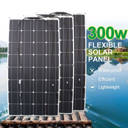 Solar Panel  Flexible 300w Fotovoltaic Panel Solar 100w 12V Kit 200w Complete Charge Battery/Motorhome/Camper Van - 54Grid - Renewable Energy Store