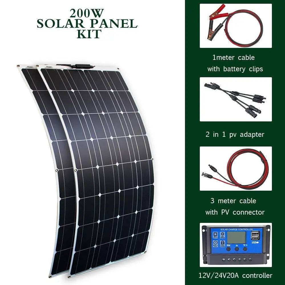 Solar Panel Solar Energy Systems Portable 500/300/200 W Power Flexible  12/24 V Complete Charger Kit  Home - 54Grid - Renewable Energy Store