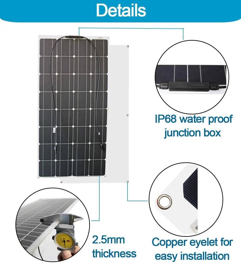 Solar Panel System Kit Flexible 200w 300w Diy Portable Energy Set 12v 18v 24v Home /Battery Power Charger - 54Grid - Renewable Energy Store