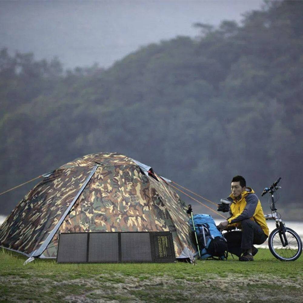 Solar Panel 60W Foldable Solar Charger Dual 5V USB 18V DC Output Waterproof Mobile Phone Camping Boats - 54Grid - Renewable Energy Store
