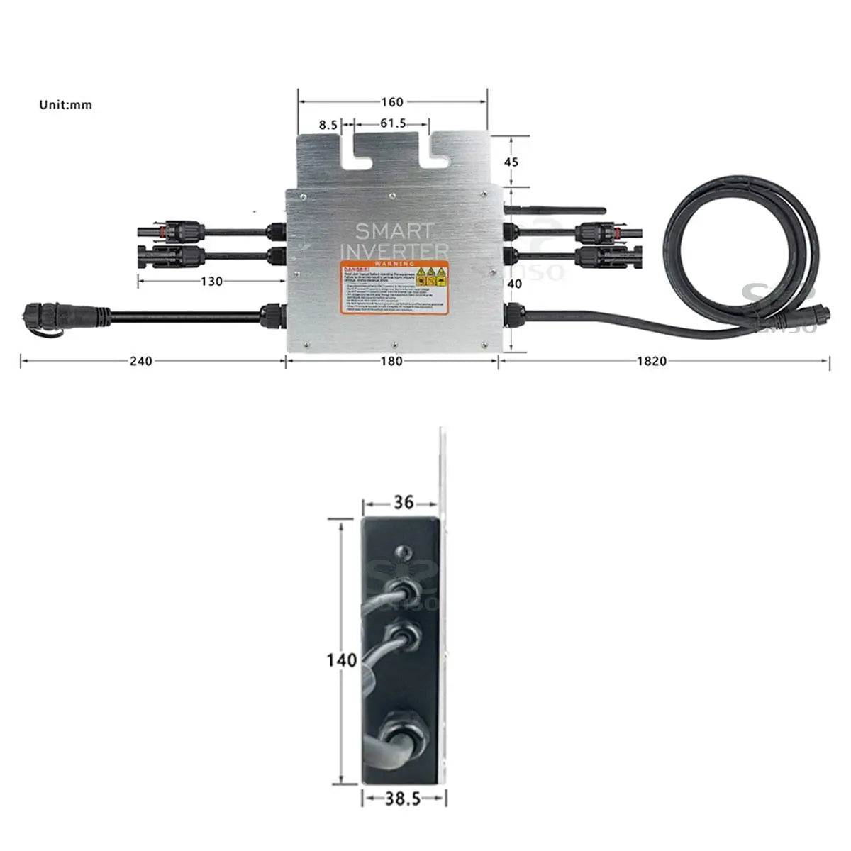 Micro Solar Inverter 800W Grid Tie MPPT 30V 36V DC 110/220V AC For 400/350W - 54Grid - Renewable Energy Store