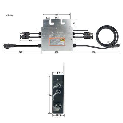 Micro Solar Inverter 800W Grid Tie MPPT 30V 36V DC 110/220V AC For 400/350W - 54Grid - Renewable Energy Store
