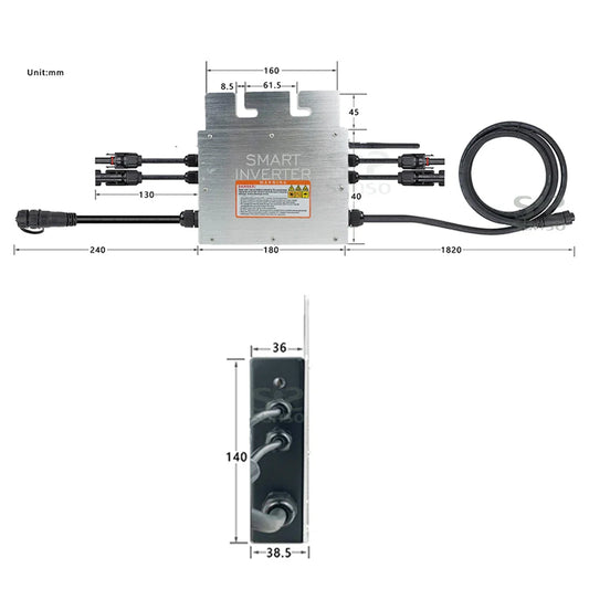 Micro Solar Inverter 800W Grid Tie MPPT 30V 36V DC 110/220V AC For 400/350W - 54Grid - Renewable Energy Store