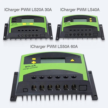 Solar Charge Regulators 50A 60A PWM Solar PV Charger Controller  12V 24V  Dual USB  Battery Automatic Identification LCD Display - 54Grid - Renewable Energy Store