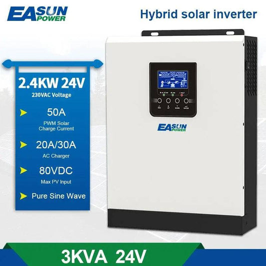 Solar Inverter EASun 3KVA Pure Sine Wave 24V 220V PV Power 1500W Built-in PWM 50A - 54Grid - Renewable Energy Store