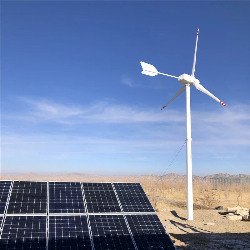 5KW Horizontal Wind Turbine Generator, 120V/220V/240V/380V, Hybrid-Ready with Solar Panels, CE Certified by 54Grid - Renewable Energy Store