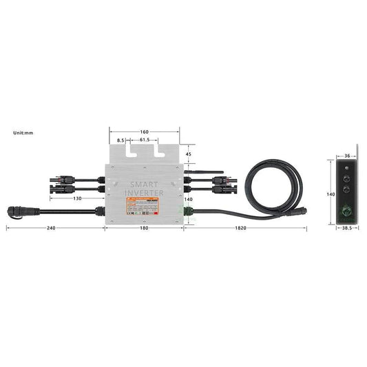 Micro Solar Inverter On Grid Tie 600/700 W Pure Sine Wave MPPT 30/36V  IP65 for 110/220V AC - 54Grid - Renewable Energy Store