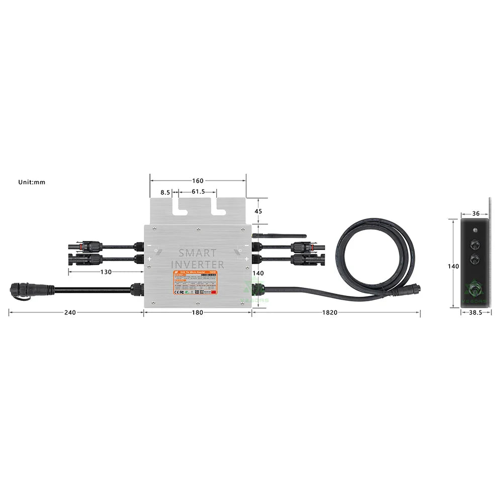 600W 700W Micro Solar Panel Smart Inverter Pure Sine Wave Home Inversor 30V 36V MPPT On Grid Tie Inversor Ip65 for 110V 220V AC - 54Grid - Renewable Energy Store