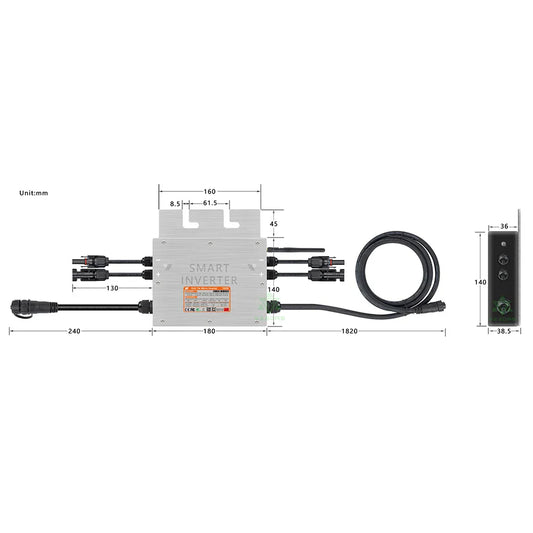 600W 700W Micro Solar Panel Smart Inverter Pure Sine Wave Home Inversor 30V 36V MPPT On Grid Tie Inversor Ip65 for 110V 220V AC - 54Grid - Renewable Energy Store