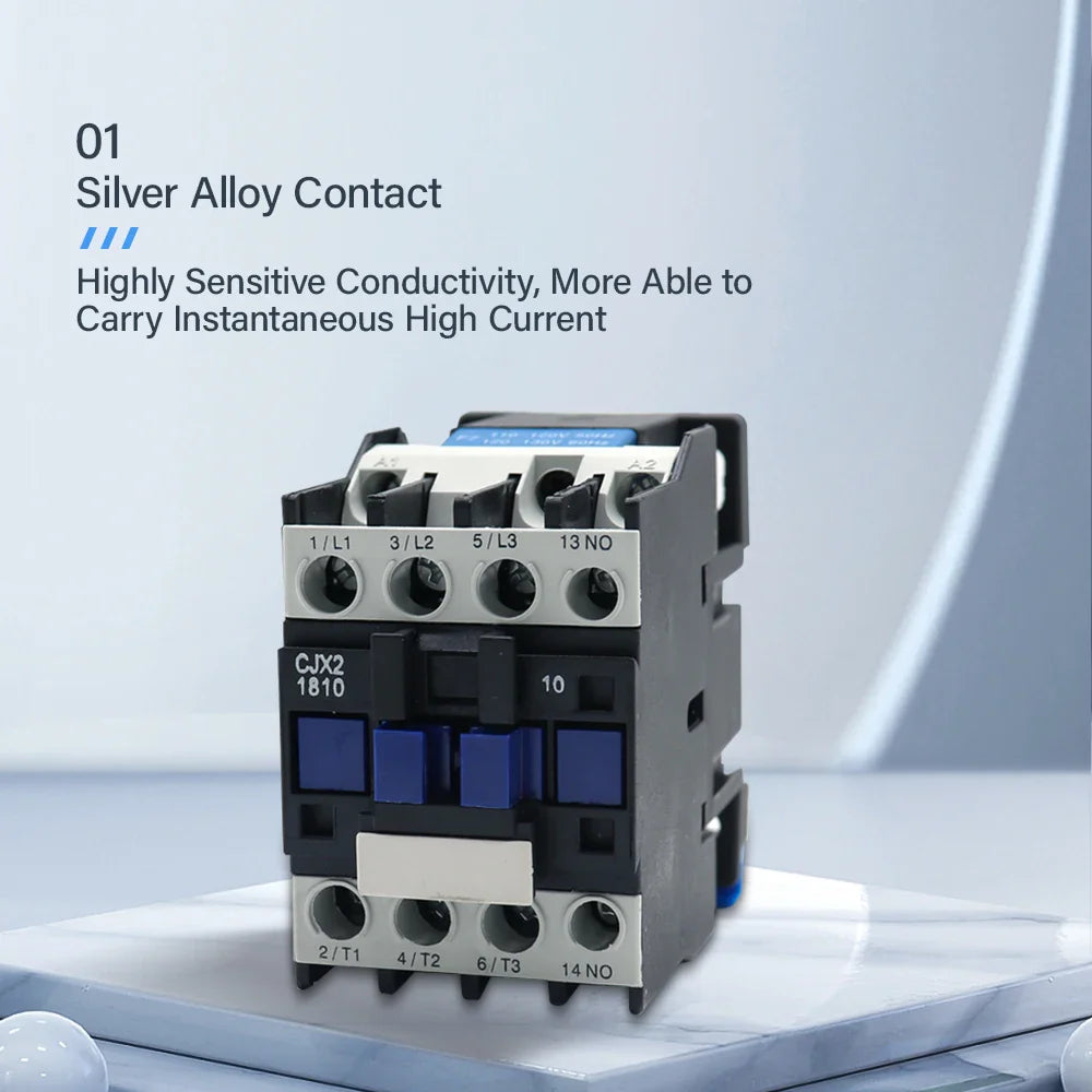 CJX2-1810 LC1 AC Contactor 18A 3 Phase 3-Pole NO Coil Voltage 380V 220V 110V 36V 24V 50/60Hz Din Rail Mounted 3P+1NO Normal Open by 54Grid - Renewable Energy Store
