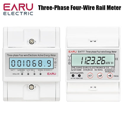 Three Phase LCD Energy Meter Backlight Bidirectional Electricity Meter kWh RS485 Remote Communication for Meter Reading AC 380V