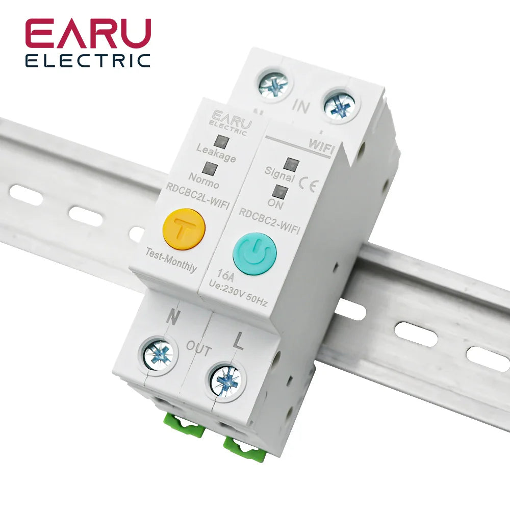 2P WIFI Circuit Breaker Energy Power kWh Meter Time Timer Switch Relay Voltmeter Current Leakage Protection RCBO Remote Control by 54Grid - Renewable Energy Store
