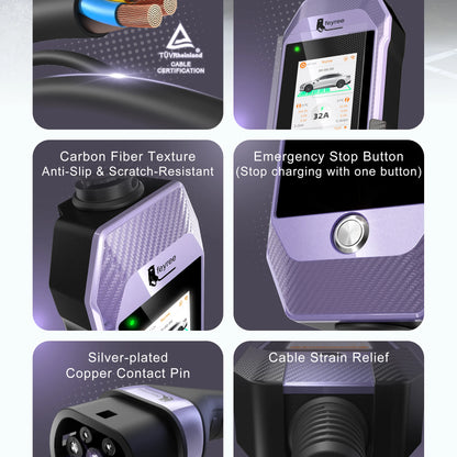 feyree Type2 /Type1 /GBT /TS-NACS 4.3inch Touch Screen EV Charger 32A 7kW 1P Portable Charger Smart APP WiFi Control for EV Cars