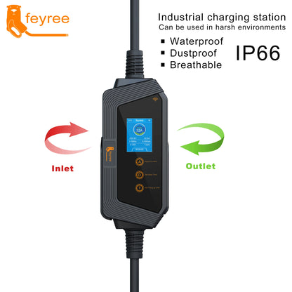 feyree Type1 Portable EV Charger 7KW 32A 1Phase J1772 Socket with 5m Cable Smart APP WIFI Control Version for Electric Vehicle