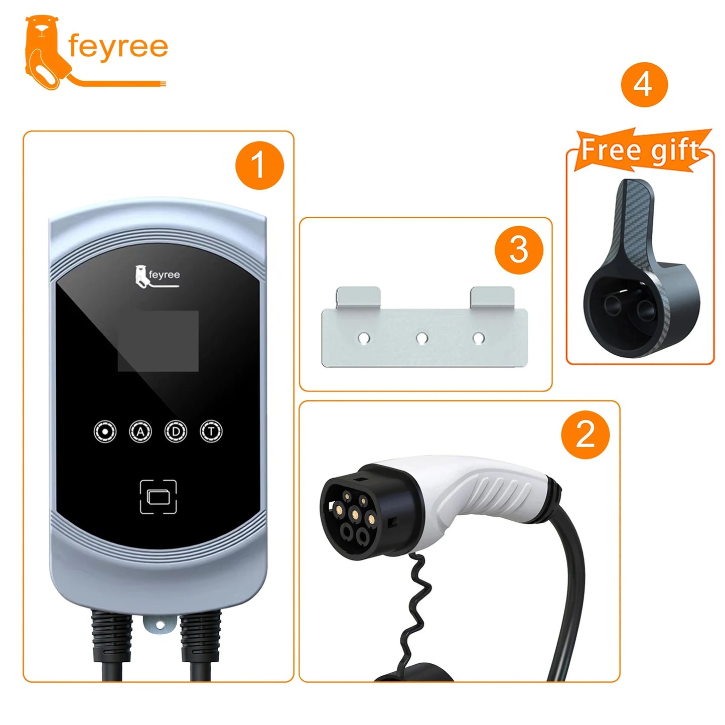 feyree Type2 EV Charger 32A 7.6KW 1Phase EVSE Wallbox 11KW 22KW 3 Phase Fast Charging Station 5m Cable for Electric Vehicle Car