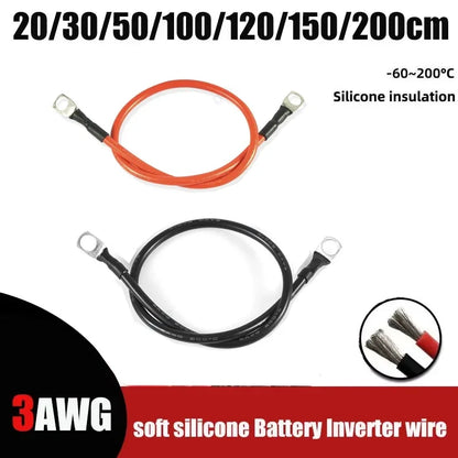 3AWG Battery Inverter Silicone Cable with M6 M8 M10 Lugs by 54Grid - Renewable Energy Store