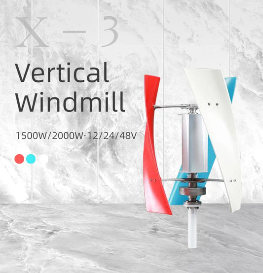 2000W Vertical Wind Turbine Maglev Generator Free Energy 3 Phase 220v AC Windmill For Home Use 3 Blades Low Wind Speed Start - 54Grid - Renewable Energy Store