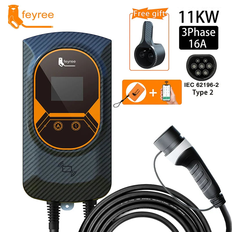 32A EVSE Wallbox Charger: Type2 Cable, 7.6/11/22KW Power, and APP Control for Electric Vehicle Charging - 54Grid - Renewable Energy Store