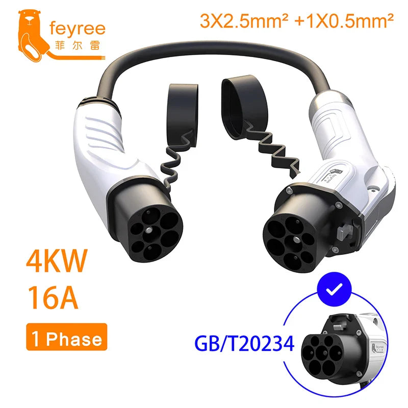 feyree Type2 Male Plug to GB/T Car Charger Adapter for Electric Car Charging Cable Portable EV Charger Plug 16A 11KW 32A 22KW by 54Grid - Renewable Energy Store