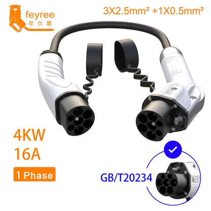 feyree Type2 Male Plug to GB/T Car Charger Adapter for Electric Car Charging Cable Portable EV Charger Plug 16A 11KW 32A 22KW by 54Grid - Renewable Energy Store
