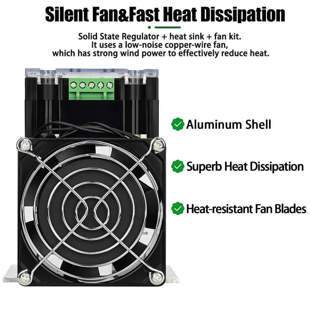 AC 220V Single Phase Full Isolation Voltage Regulator Module 25A-200A With Heat Sink Fan Kit - SMT DCB High Precision Industrial