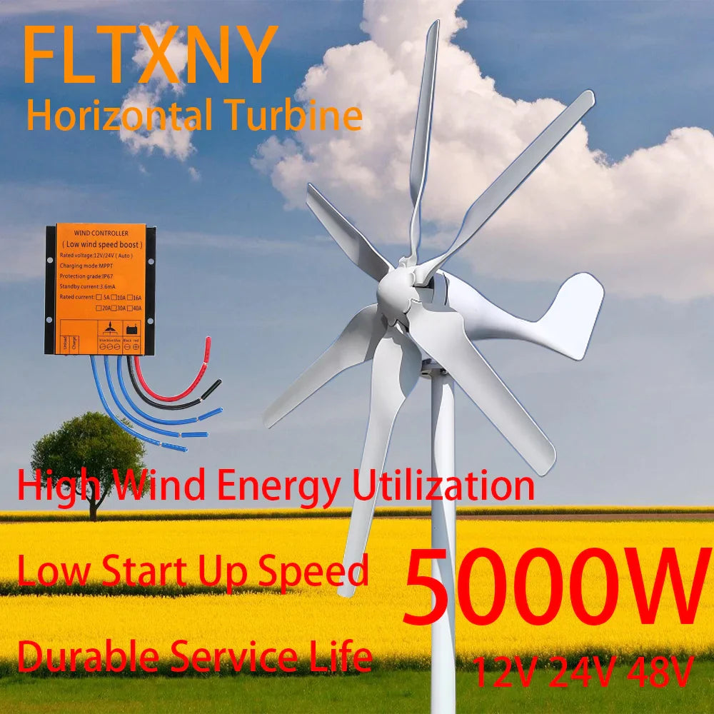 5000W Wind Turbine Generator 5000W Complete Power Supply System Kit 12V 24V 48V Home Appliance With Solar Panels by 54Grid - Renewable Energy Store