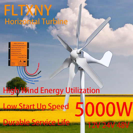 5000W Wind Turbine Generator 5000W Complete Power Supply System Kit 12V 24V 48V Home Appliance With Solar Panels by 54Grid - Renewable Energy Store