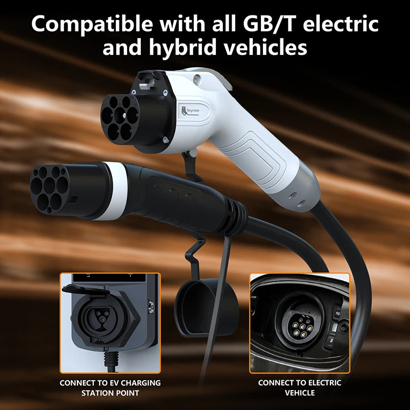 feyree EV Charging Cable Type2 Male Plug to GB/T Socket Car side 16A 3.5kW 32A 7kW 1Phase 11kW 22kW 3Phase for Electric Vehicle