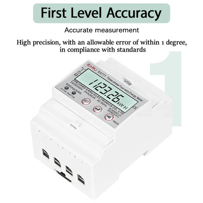 Three Phase LCD Energy Meter Backlight Bidirectional Electricity Meter kWh RS485 Remote Communication for Meter Reading AC 380V