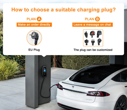 feyree 3.5KW TS-NACS Charger Plug EV Charger Portable 1.8" LCD Screen with Set Delay Schedule Charging Station for Tesla Cars