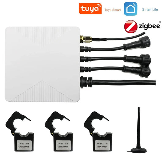 Tuya WiFi ZigBee Smart Energy Meter KWh Power Monitor 3 Phase Single Phase 500A 300A 200A 120A 80A Clamp Current Transformer by 54Grid - Renewable Energy Store