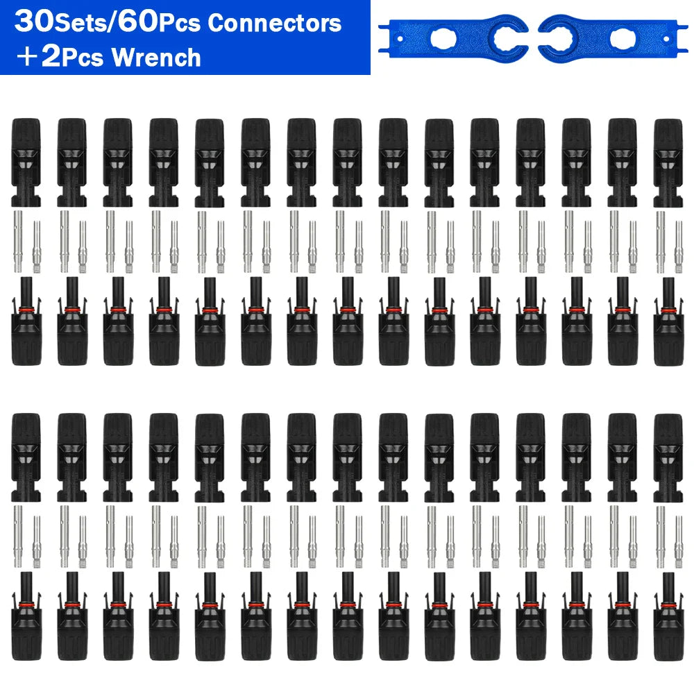 5/10/20/30/50 Pairs DC Solar Connector 1000V 30A Panel Stecker IP67 Waterproof Connector Kit for Sola PV Cable with 2Pcs Spanner