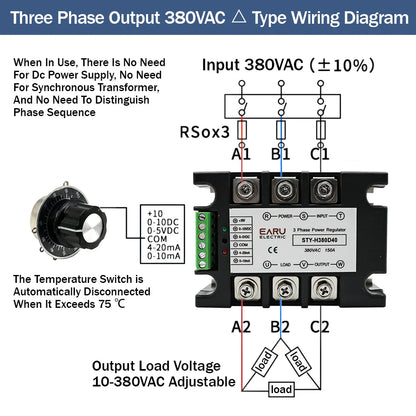 Three Phase AC Voltage Regulating Module Power Regulator Thyristor 380V Solid State Relay Dimming 25A-400A Potentiometer Control by 54Grid - Renewable Energy Store