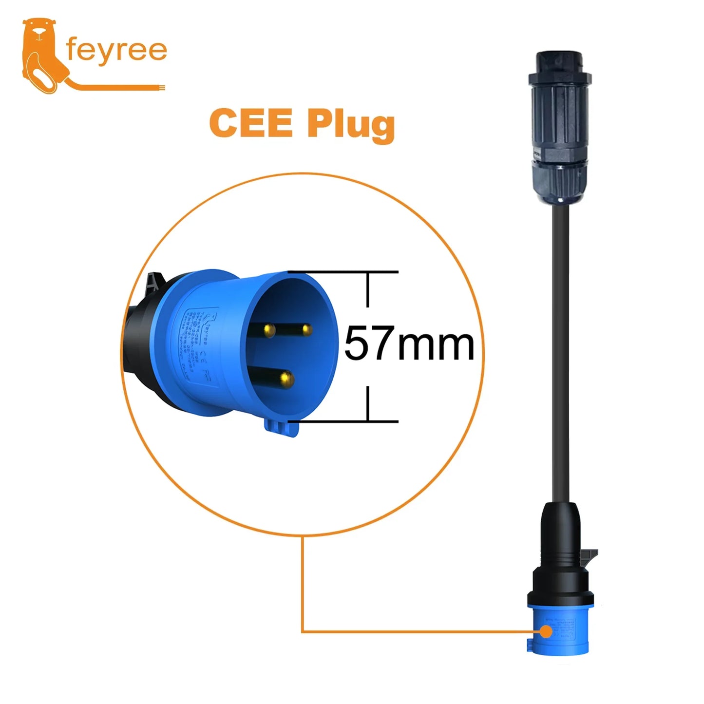 feyree 7kw Electric Vehicle Charging Adapter To EU AU Brazil Male Adapter EV Charger Connector Customized plug for Electric Car by 54Grid - Renewable Energy Store
