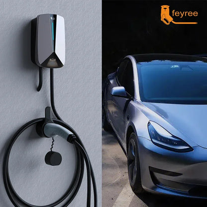 feyree Type2 32A 7.6KW 1Phase EV Charger  EVSE Wallbox RFID Cards Version 5m Cable Charging Station for Electric Vehicle Car