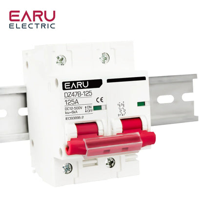 2P DC MCB 12V 24V 48V 500V Circuit Breaker Battery Car Protector DZ47 Positive Negative Pole Rotection  Protect Switch Isolator