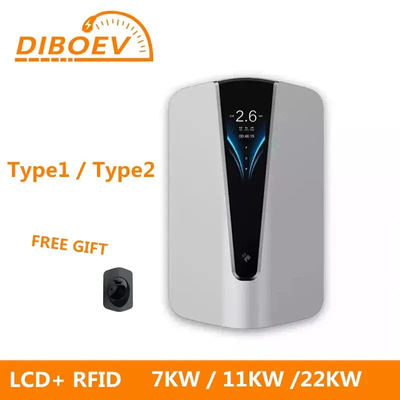 New EVSE Wallbox EV Car Charger Electric Vehicle Charging Station Type2 48A 22KW 3 Phase IEC62196-2 Plug EV Charger 5m Cable - 54Grid - Renewable Energy Store