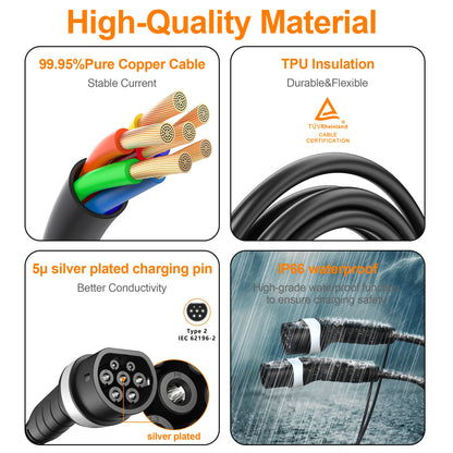 feyree EV Charger Type2 to Type2 Charging Cable 32A 7KW 1Phase 16A 3.5KW 11KW 22KW 3Phase Charger Station for Electric Vehicle