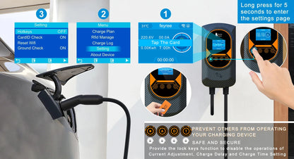 feyree EV Charging Station for TS-NACS Socket EVSE Wallbox 32A 7.6KW 40A 9.6KW 50A 12KW Fast Charging APP Control for Tesla Car