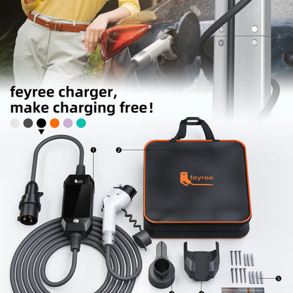 feyree 4.3'' TouchScreen Type1 Charging Plug Portable 7kW EV Charger Dual Temp Portection with Smart APP OTA Upgrade AC Charger