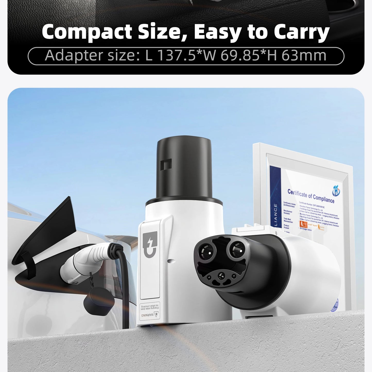 feyree Type 2 to NACS EV Charger Adapter 32A 7kW 1 Phase AC Charging Cable Connector for Tesla Electric Car Home Charging