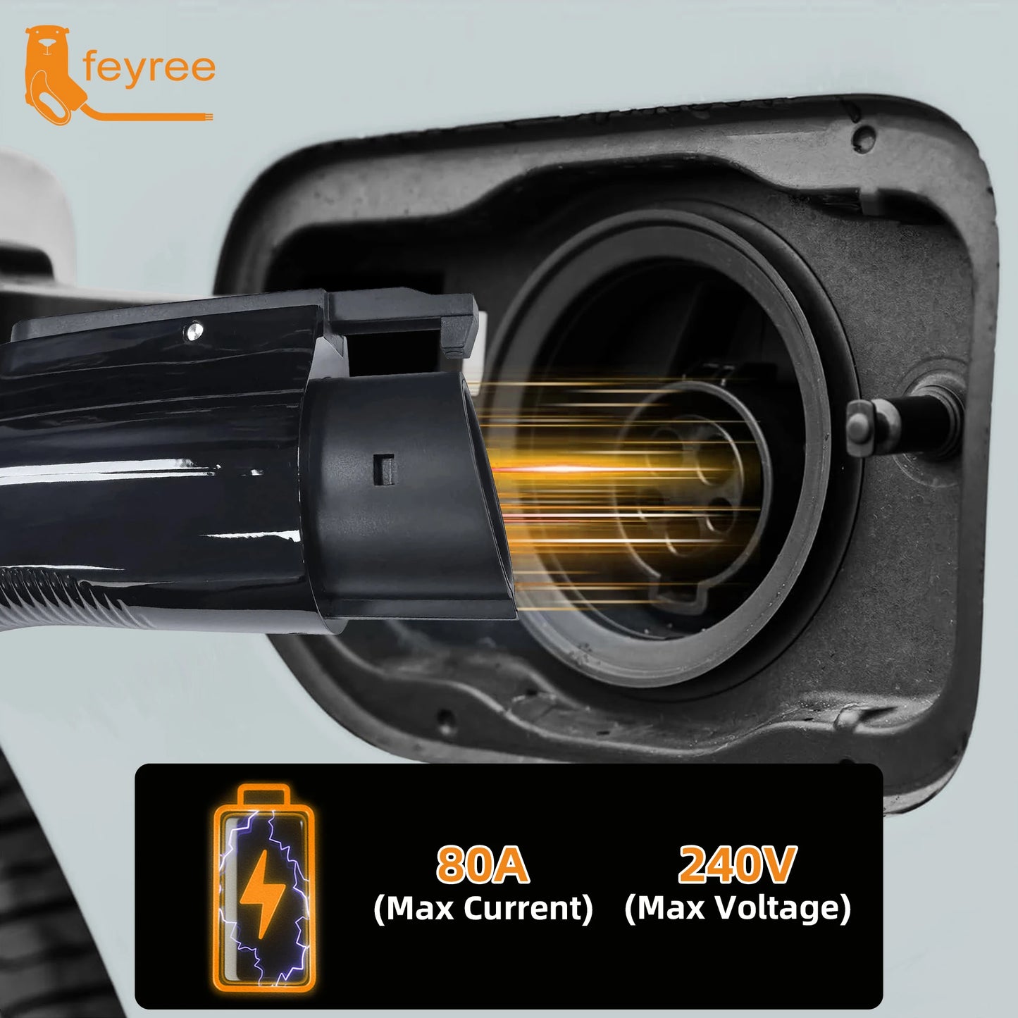 feyree Portable TS- NACS to J1772 Adapter 80A 240V max, Compact Charger Converter for Tesla Model S/3/X/Y,AC EV Charging station