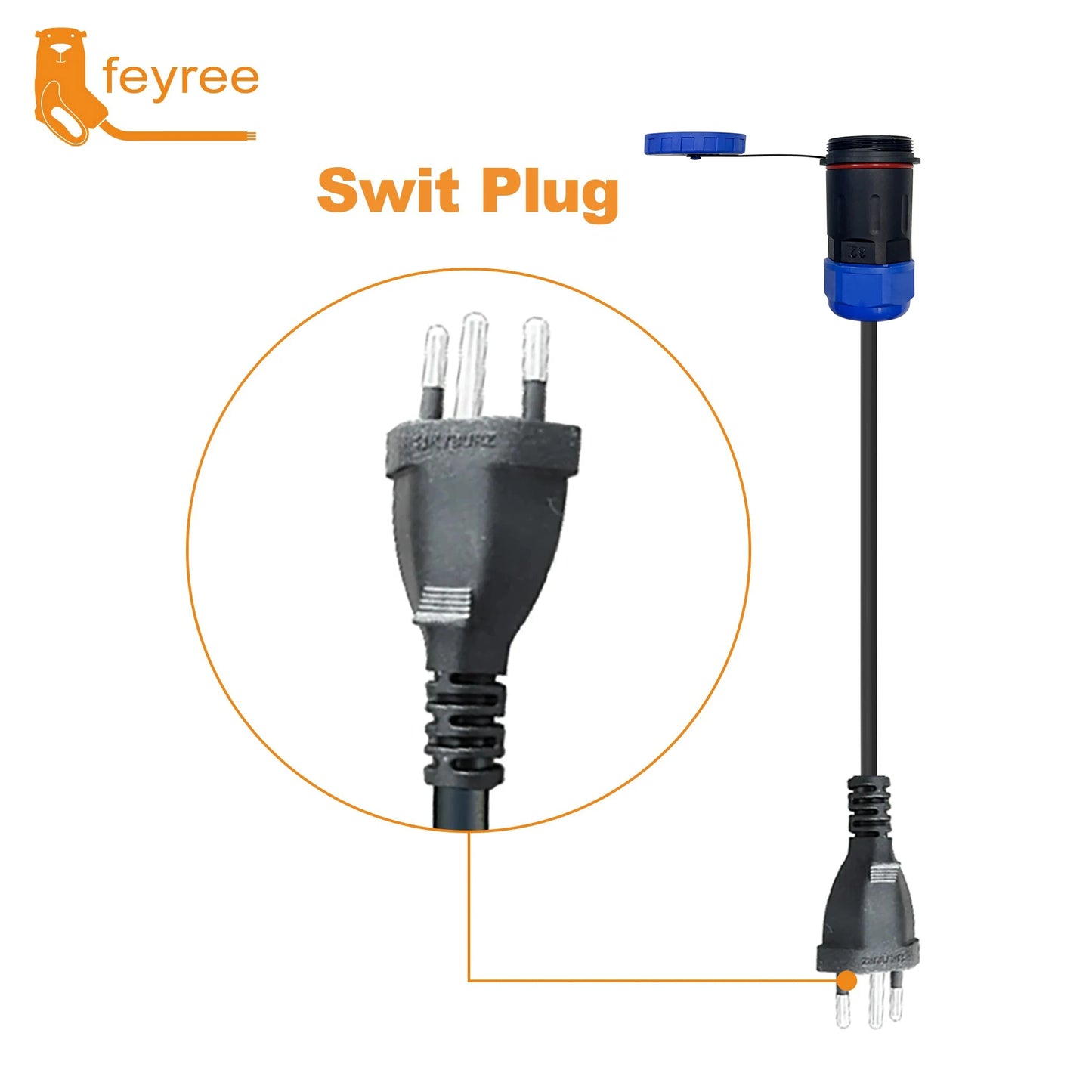 Feyree 7kW Portable EV Charger Replaceable Power Side Plugs Compatible with Multi-Country Charging Standard for Universal Use