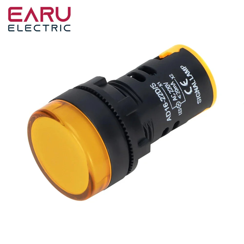 16MM 22MM LED Power Electronic Indicator Pilot Signal Light Lamp AC DC 12V 24V 110V 220V 380V Red Green Yellow Blue White Panel