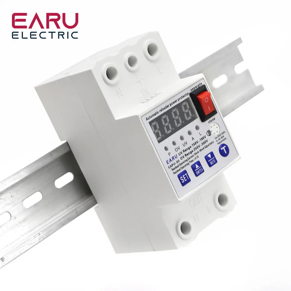 63A Automatic Reconnect Circuit Breaker Over And Under Voltage Over Current Leakage Protection Surge Protect Protector Relay by 54Grid - Renewable Energy Store